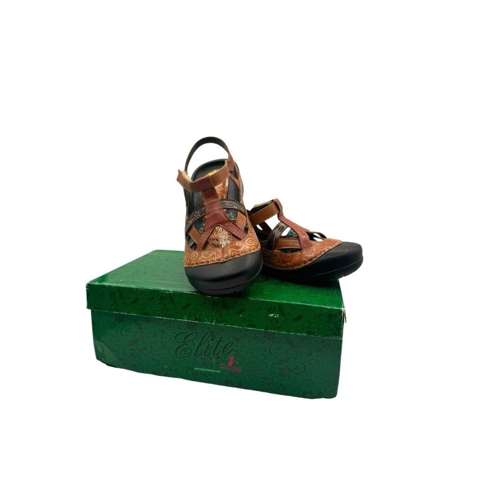 Elite by Corkys Women’s Leather Hook And Loop Closure River Shoes Amber Multi S7